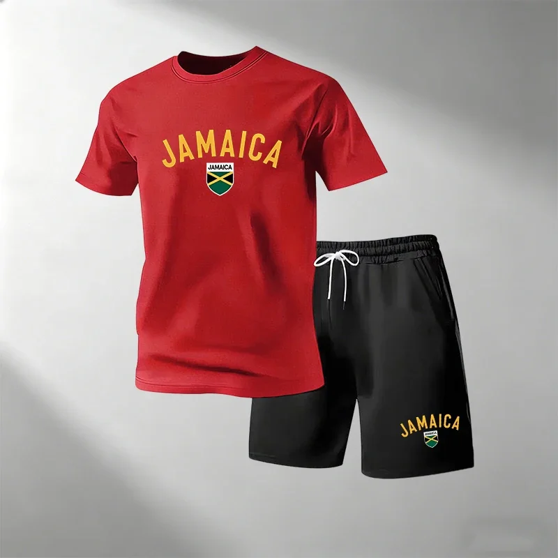 Home Gym Yoga - JAMAICA Sommer-Freizeit-T-Shirt-Sets für Herren, O-Ausschnitt, Kurzarm