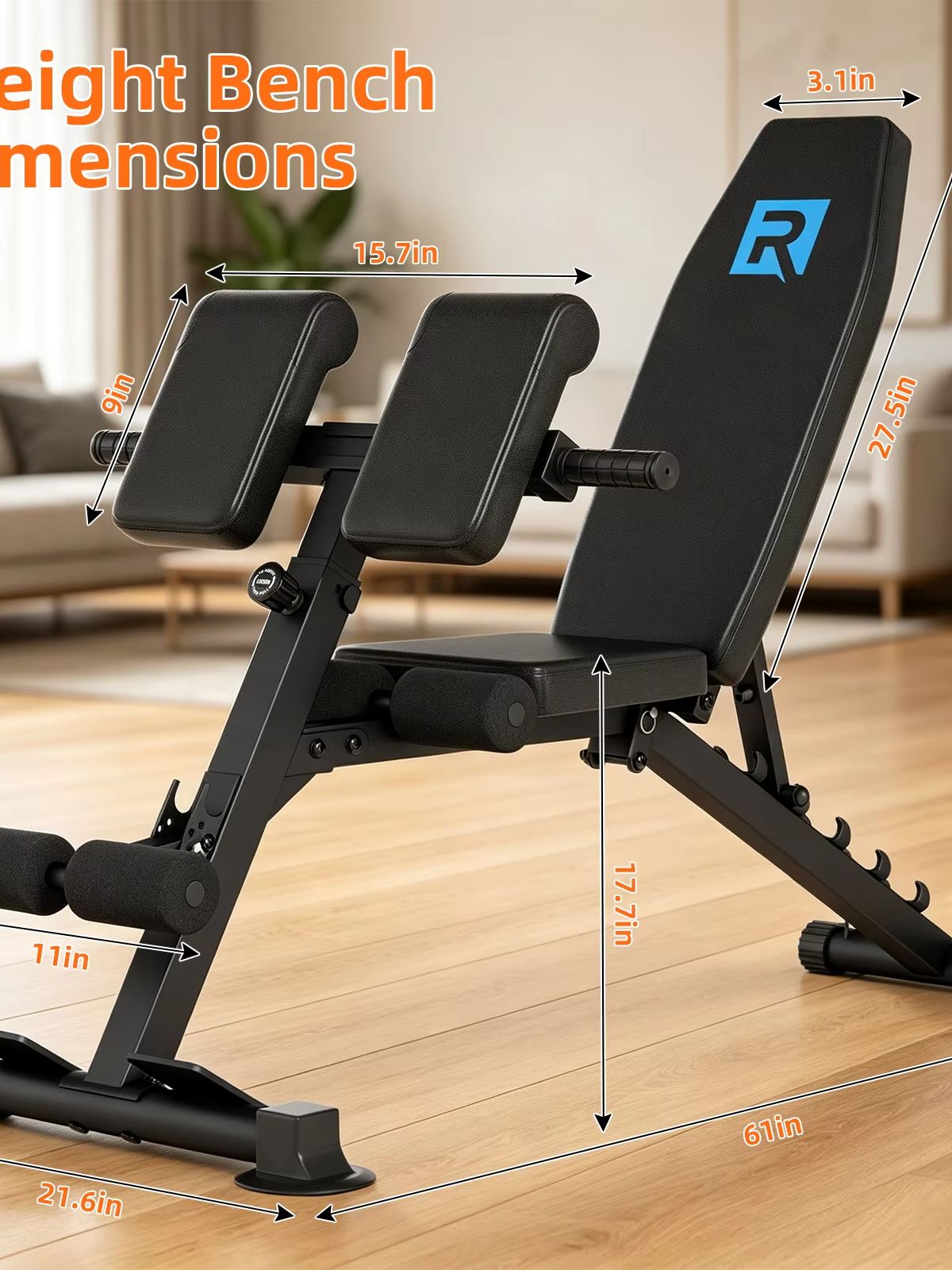 Home Gym Design - Kompakte, robuste, verstellbare Hantelbank, 150 kg