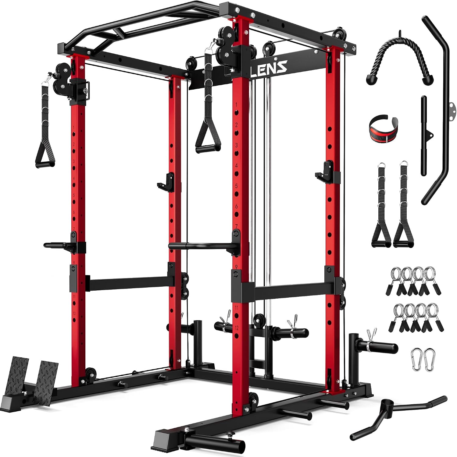 Home Gym Rack With Cables - Heimfitnessgerät Power Cage Kabelzugsystem Kniebeugengestell Zubehör