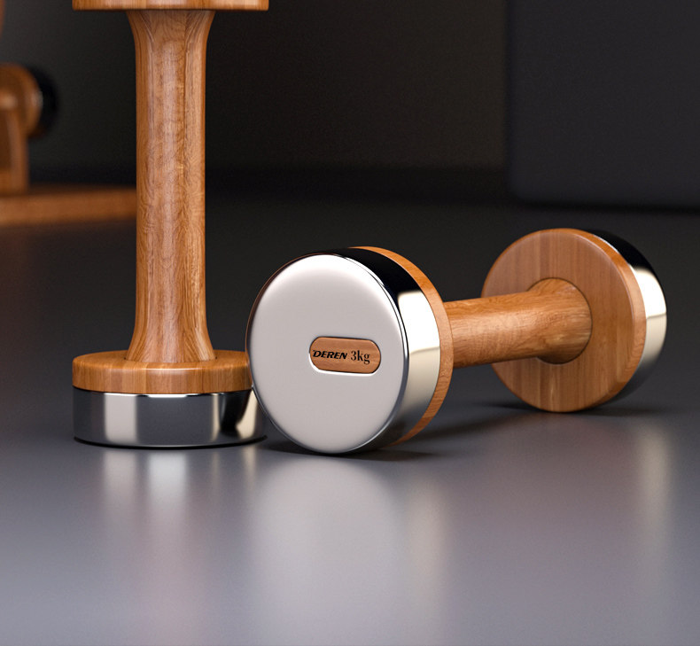 Home Gym Designs - Holz & Stahl Verstellbares Kurzhantel-Set für