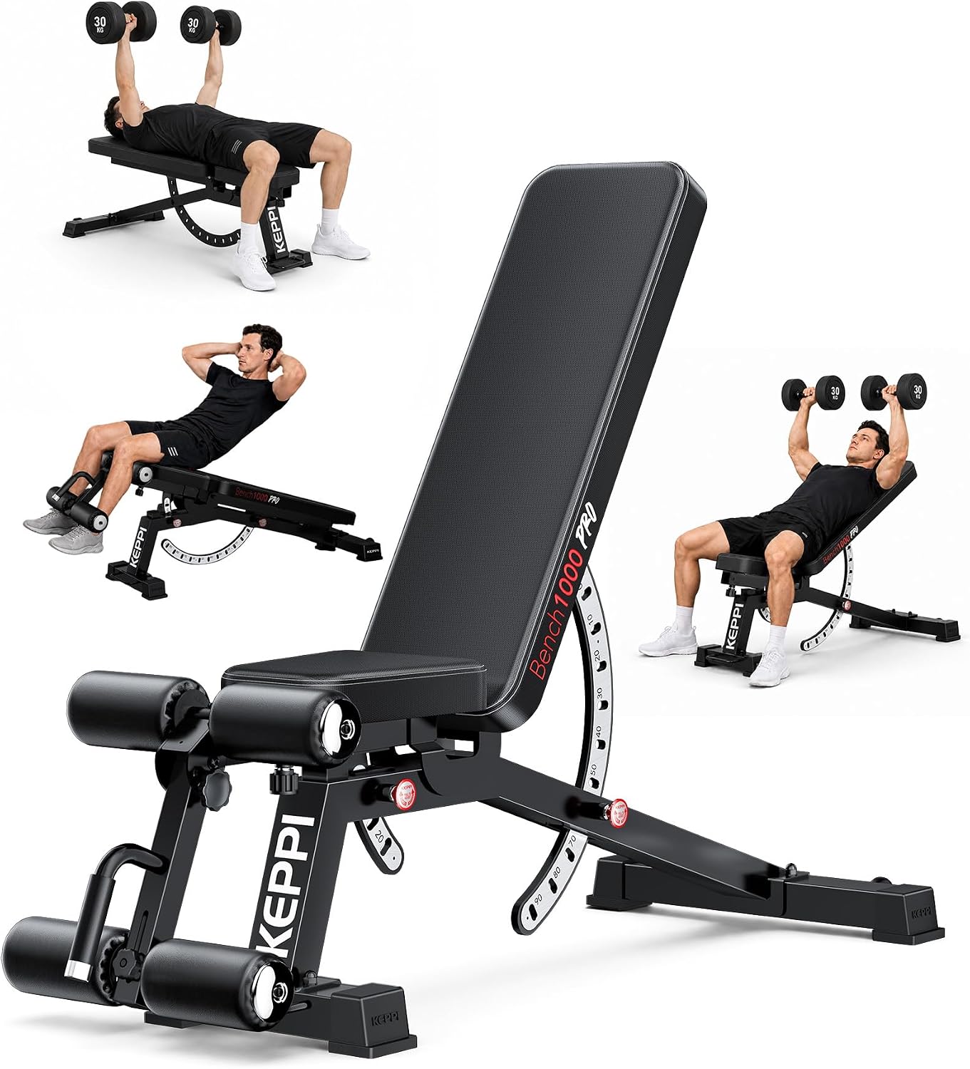 Home Gym Weight - Verstellbare Hantelbank 1200LB Hochleistungsfähig, 12+3 Neigungs-