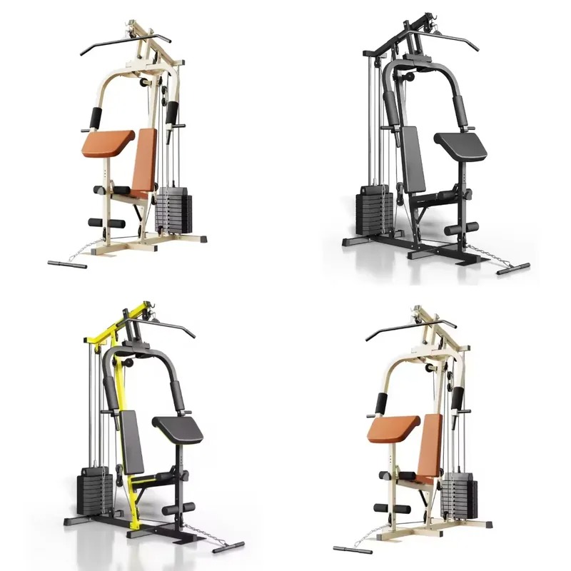 Home Gym Rack With Cables - Kommerzielle Fitnessmaschine mit Einzelstation, Multifunktionalem Krafttrainingsgestell,