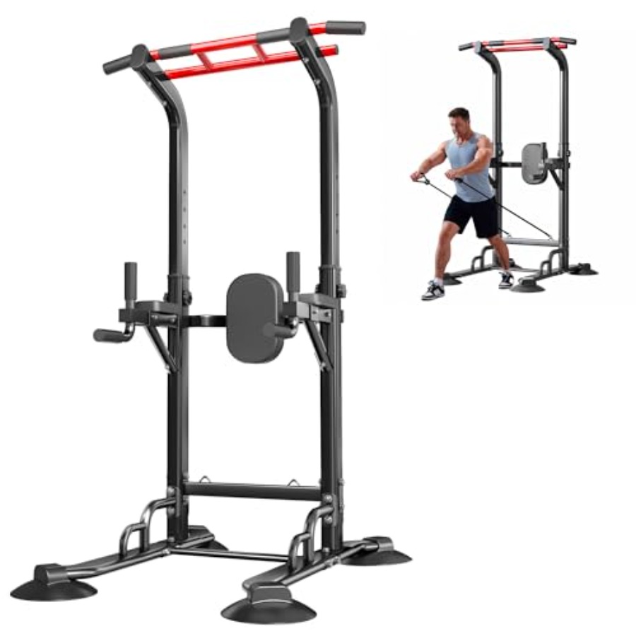 Home Gym Multifunctional - Heim-Fitness-Klimmzugstange: Stahl, schwarz, 12-fach verstellbare Multifunktions-Dip-