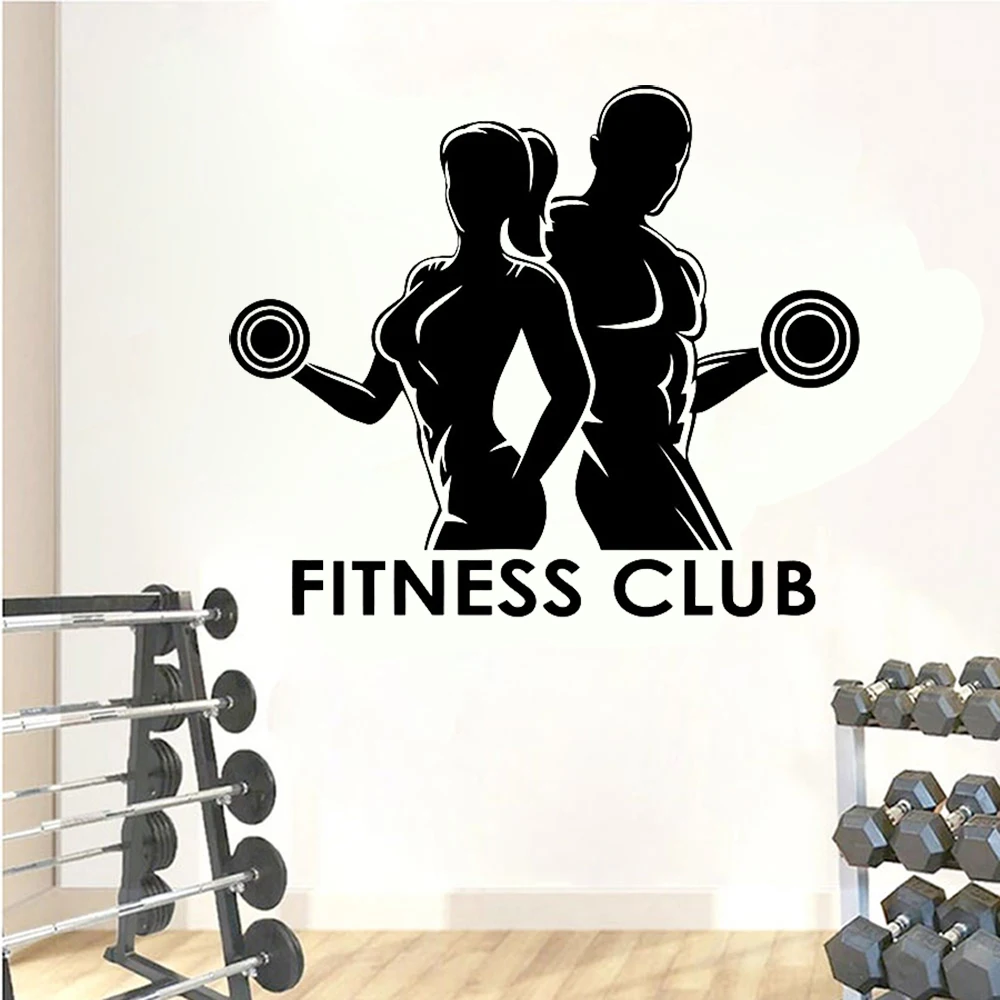 Home Gym Aesthetic - Mann Frau Gym Wand Aufkleber Fitness